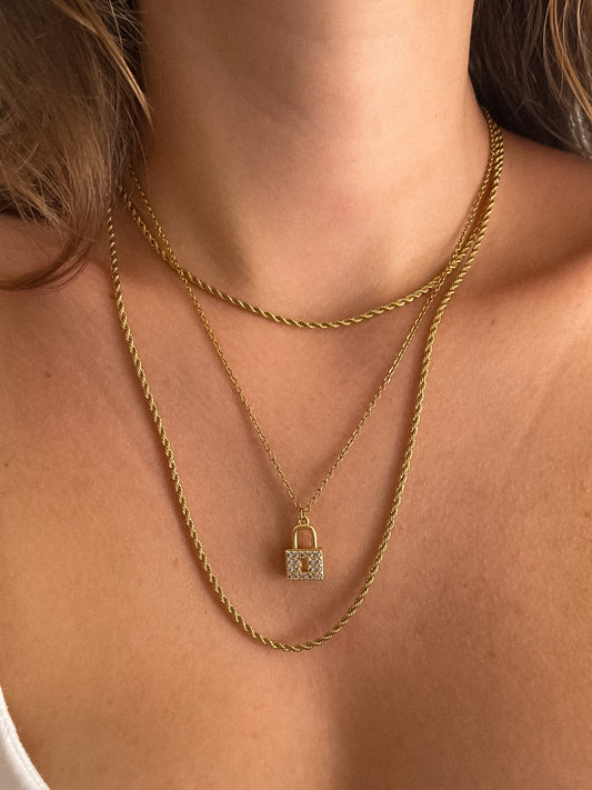 Pavé Lock Necklace | 18k Gold Plated