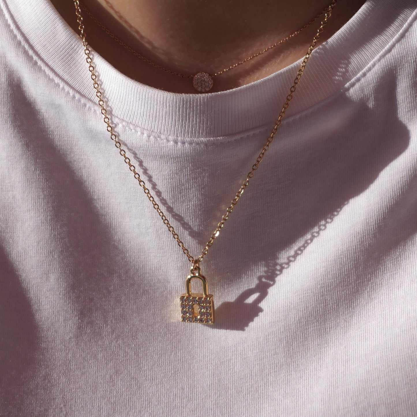 Pavé Lock Necklace | 18k Gold Plated