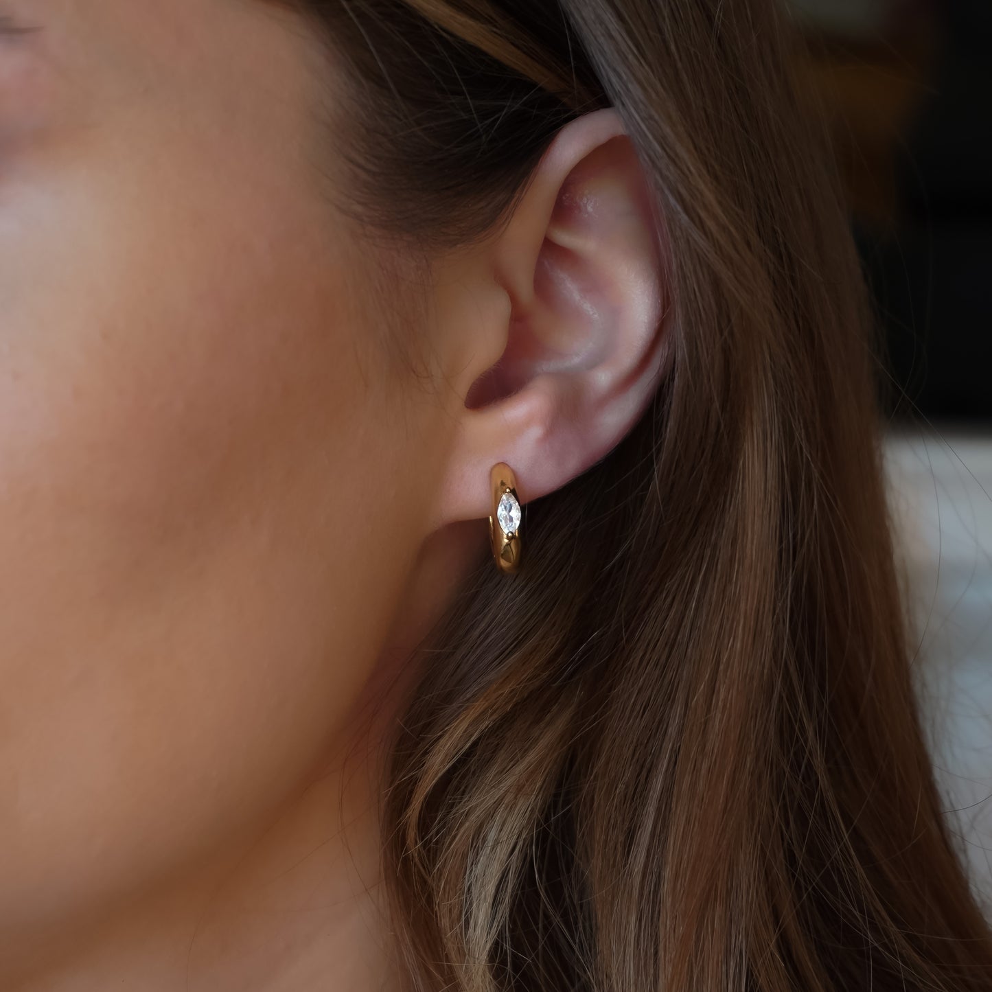 Marquise Hoops | 18k Gold Plated