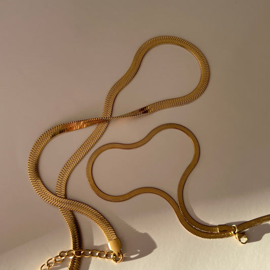 Herringbone Necklace Thin | 18k Gold Plated