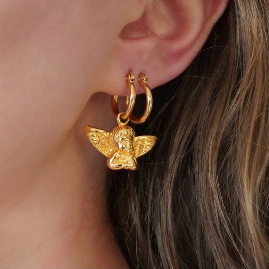 Angé Huggie Earrings | 18k Gold Plated