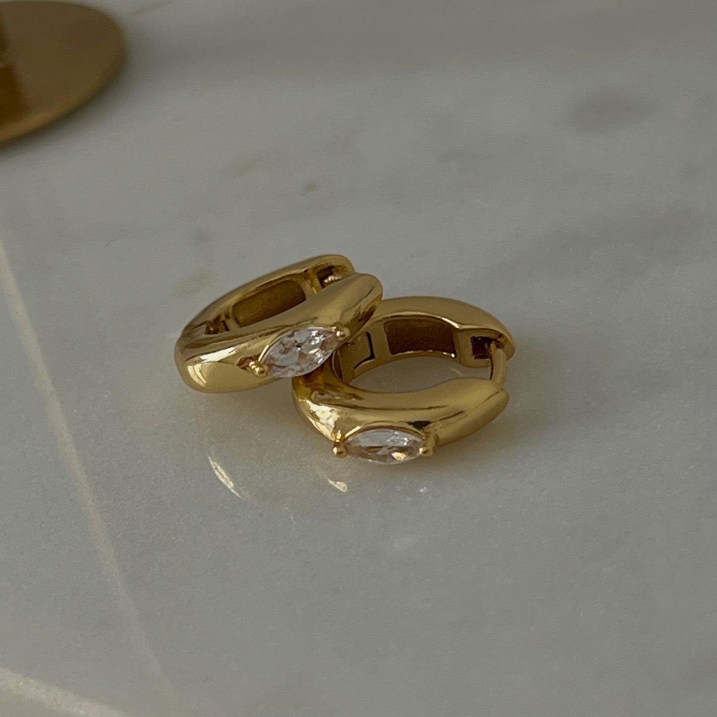 Marquise Hoops | 18k Gold Plated