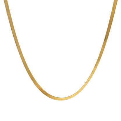 18K Gold Flat Thin Chain Necklace