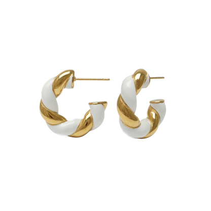 Swirl Earrings White | 18k Gold Plated