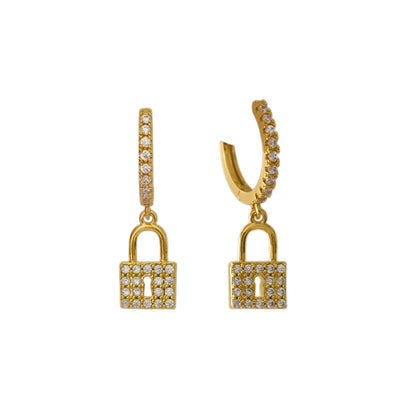 Pavé Lock Earrings | 18k Gold Plated